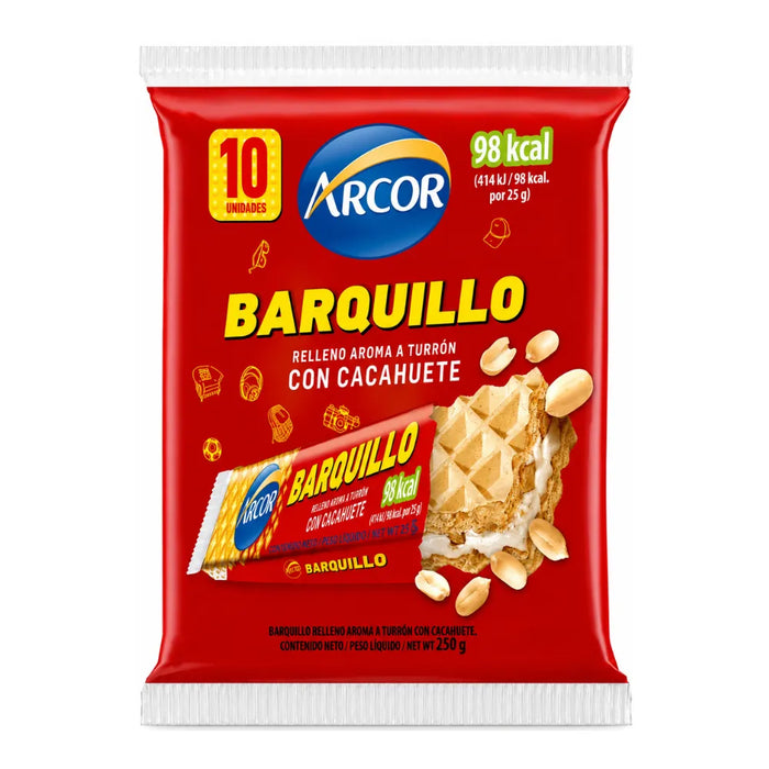 Barquillo Arcor con Cacahuete Pack 10 Unidades 250g