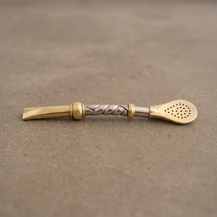Bombillon Semi Recto Trenzado Alpaca y Bronce Premium