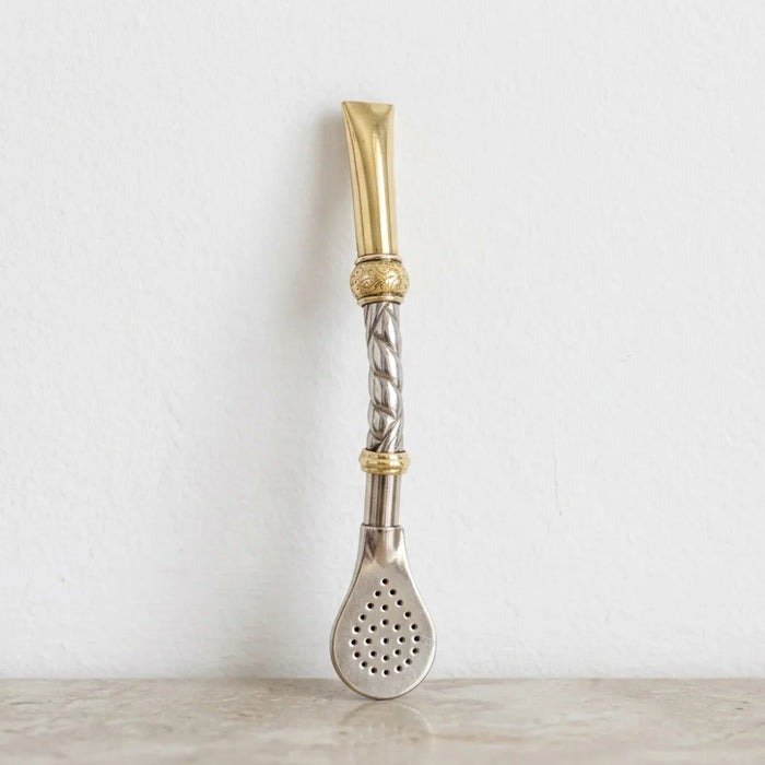 Bombillon Semi Recto Trenzado Alpaca y Bronce Premium
