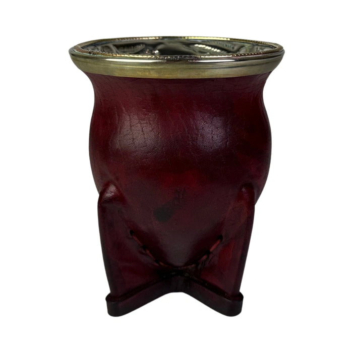 Mate Camionero De Calabaza Con Virola Invertida Anillo Bronce Con Bombilla