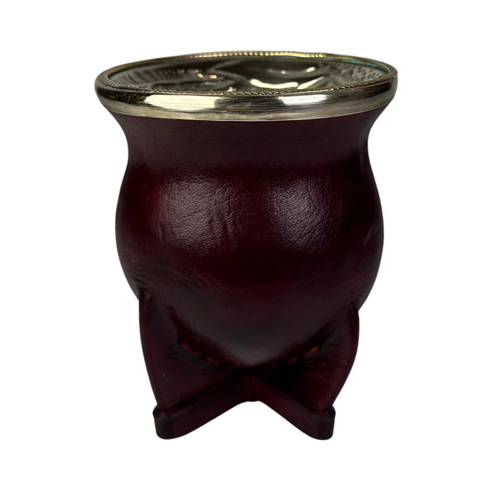 Mate Camionero De Calabaza Con Virola Invertida Anillo Bronce Con Bombilla