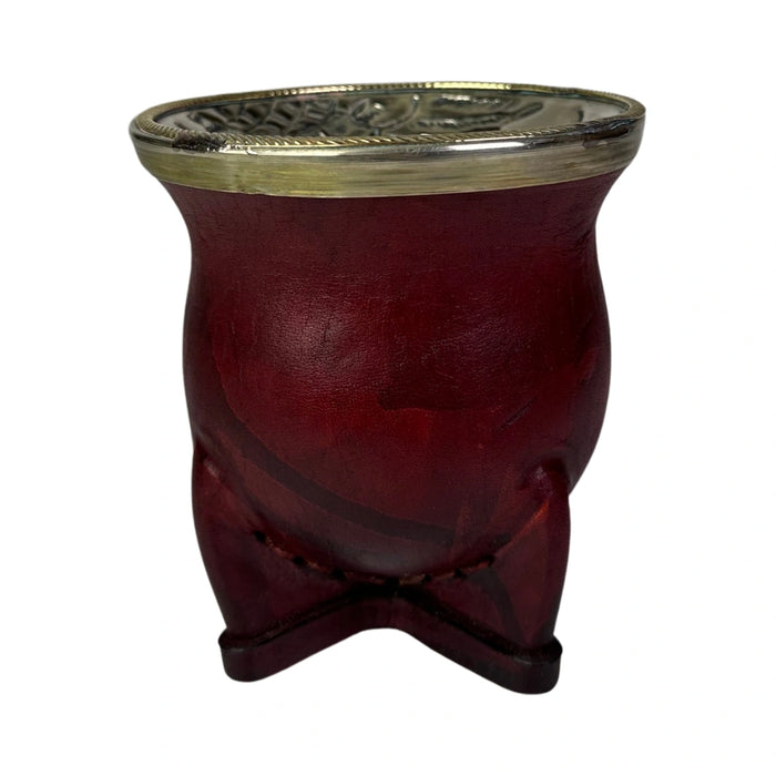 Mate Camionero De Calabaza Con Virola Invertida Anillo Bronce Con Bombilla