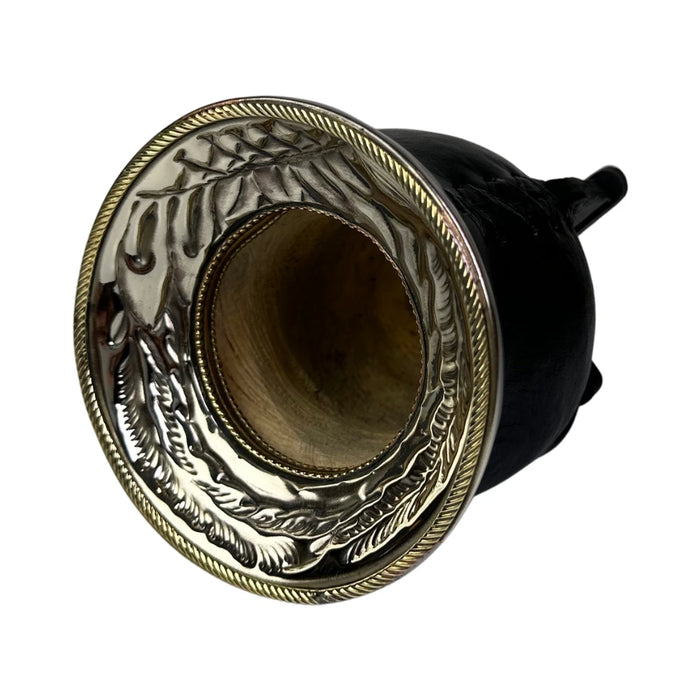 Mate Camionero De Calabaza Con Virola Invertida Anillo Bronce Con Bombilla