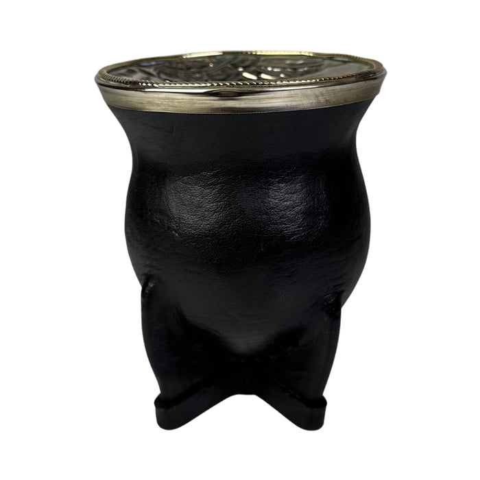 Mate Camionero De Calabaza Con Virola Invertida Anillo Bronce Con Bombilla