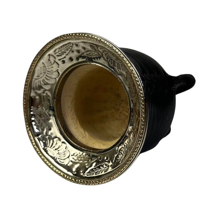Mate Camionero De Calabaza Con Virola Invertida Anillo Bronce Con Bombilla
