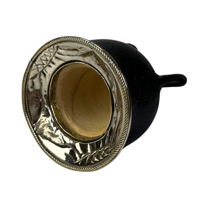 Mate Camionero De Calabaza Con Virola Invertida Anillo Bronce Con Bombilla