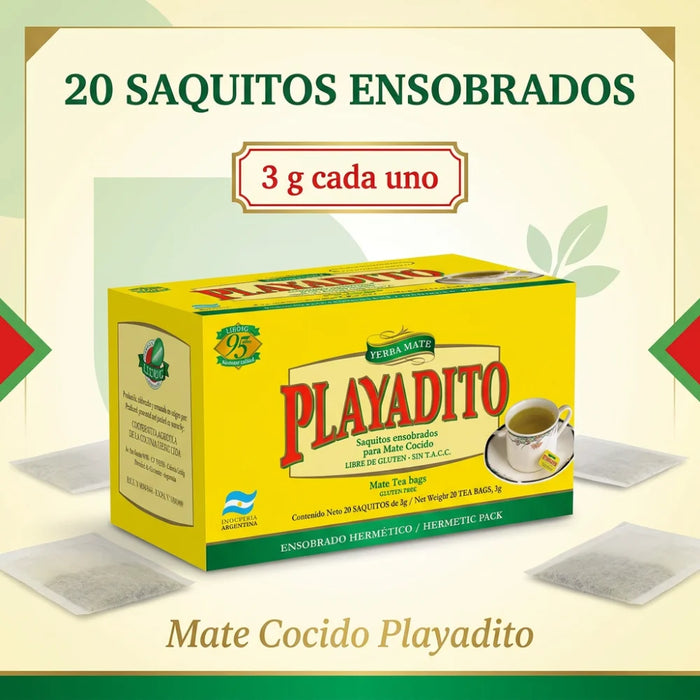 Mate Cocido Playadito Yerba Mate 20 Saquitos de 3g