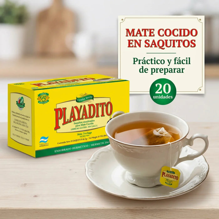 Mate Cocido Playadito Yerba Mate 20 Saquitos de 3g