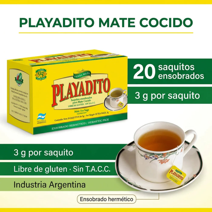 Mate Cocido Playadito Yerba Mate 20 Saquitos de 3g