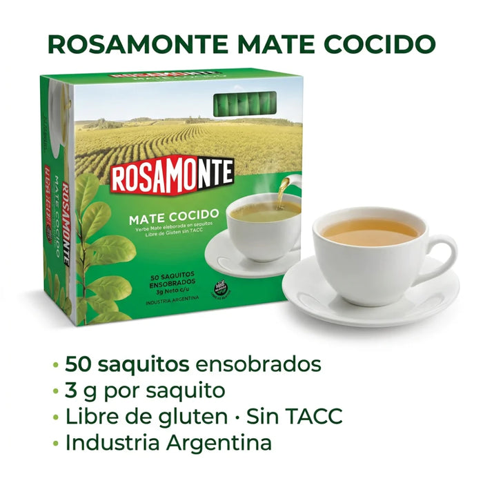 Mate Cocido Rosamonte Yerba Mate 50 Saquitos de 3g