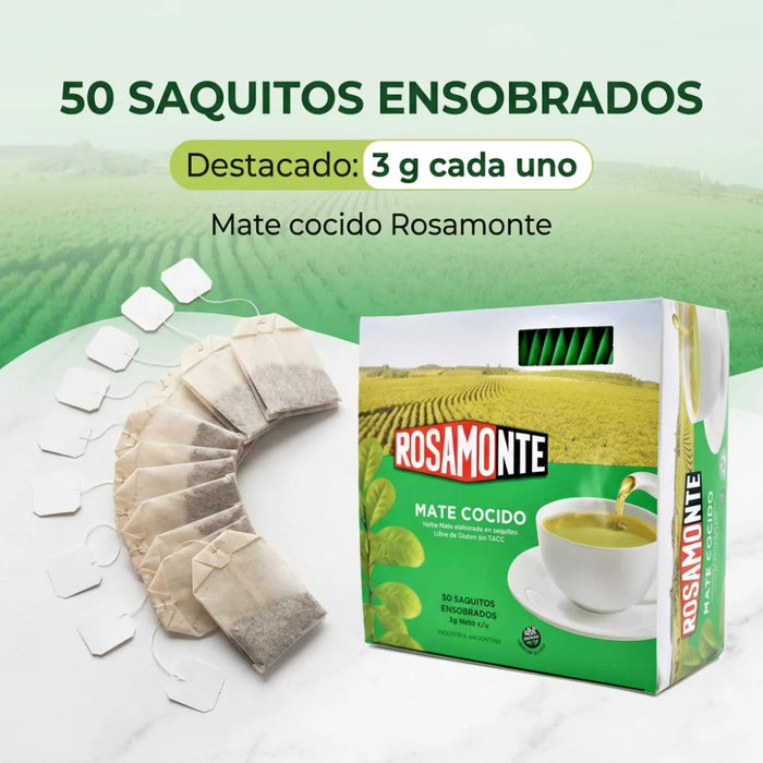 Mate Cocido Rosamonte Yerba Mate 50 Saquitos de 3g