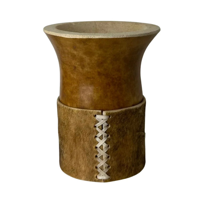 Mate Criollo De Calabaza Base De Cuero Con Bombilla