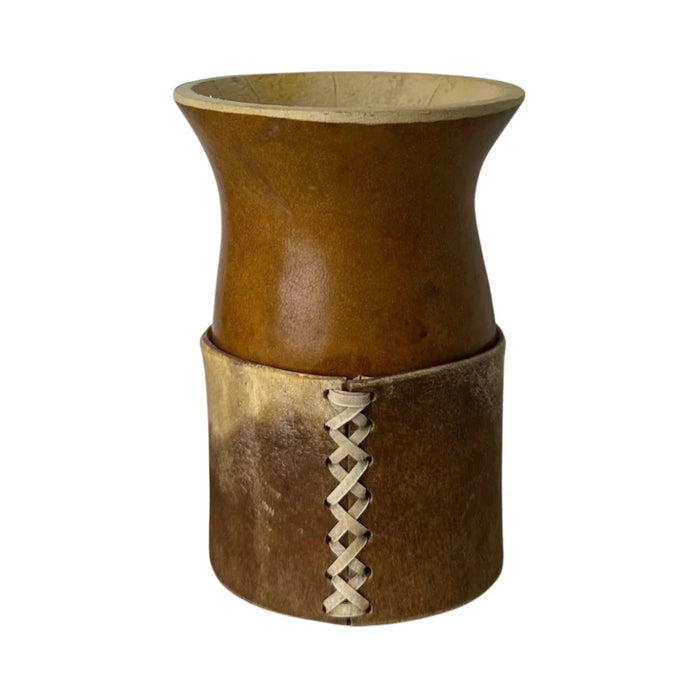 Mate Criollo De Calabaza Base De Cuero Con Bombilla