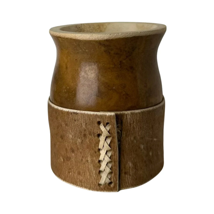 Mate Criollo De Calabaza Base De Cuero Con Bombilla