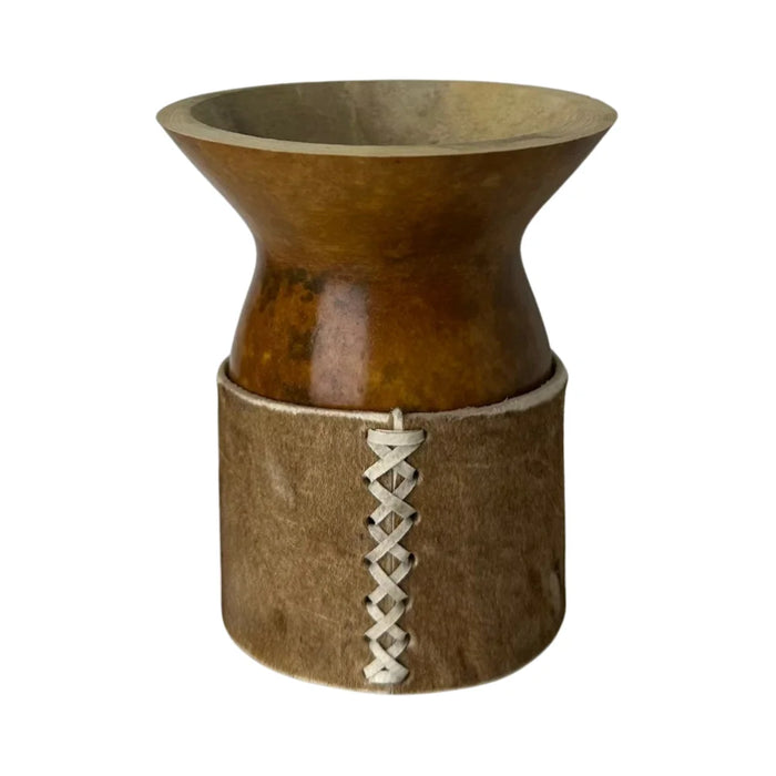 Mate Criollo De Calabaza Base De Cuero Con Bombilla