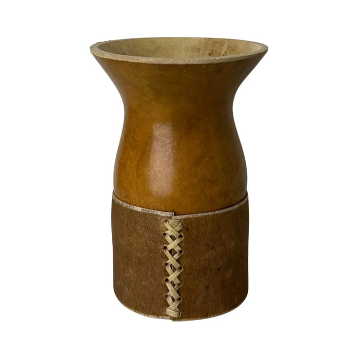 Mate Criollo De Calabaza Base De Cuero Con Bombilla
