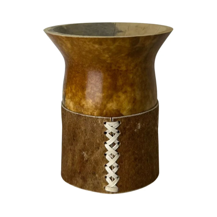 Mate Criollo De Calabaza Base De Cuero Con Bombilla