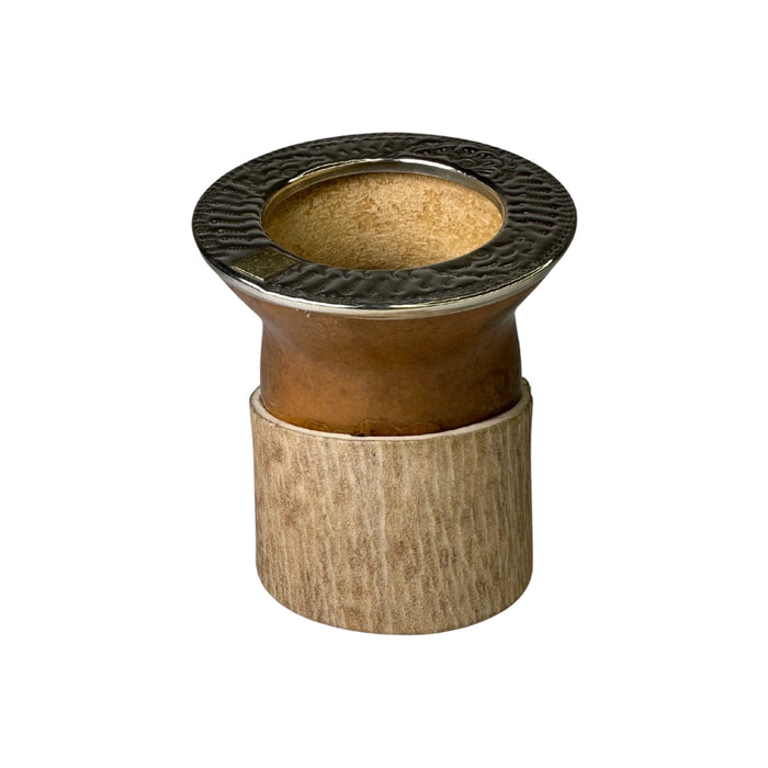 Mate Criollo De Calabaza Con Virola De Alpaca Cincelada y Base De Cuero