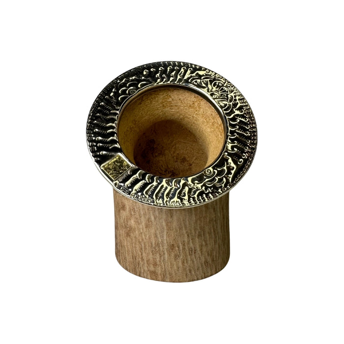 Mate Criollo De Calabaza Con Virola De Alpaca Cincelada y Base De Cuero