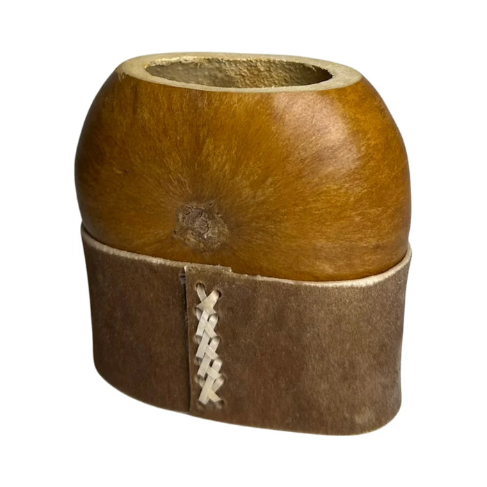 Mate Galleta Calabaza Base Cuero Con Bombilla