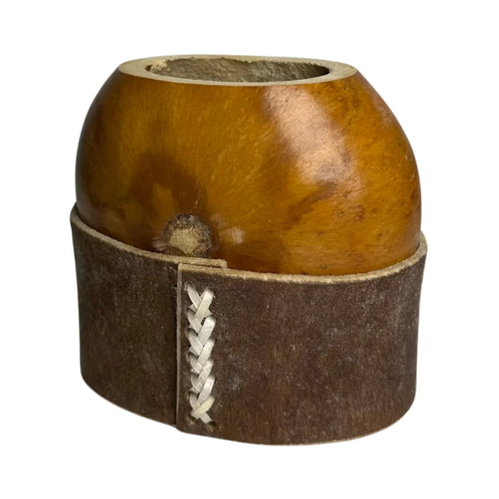 Mate Galleta Calabaza Base Cuero Con Bombilla