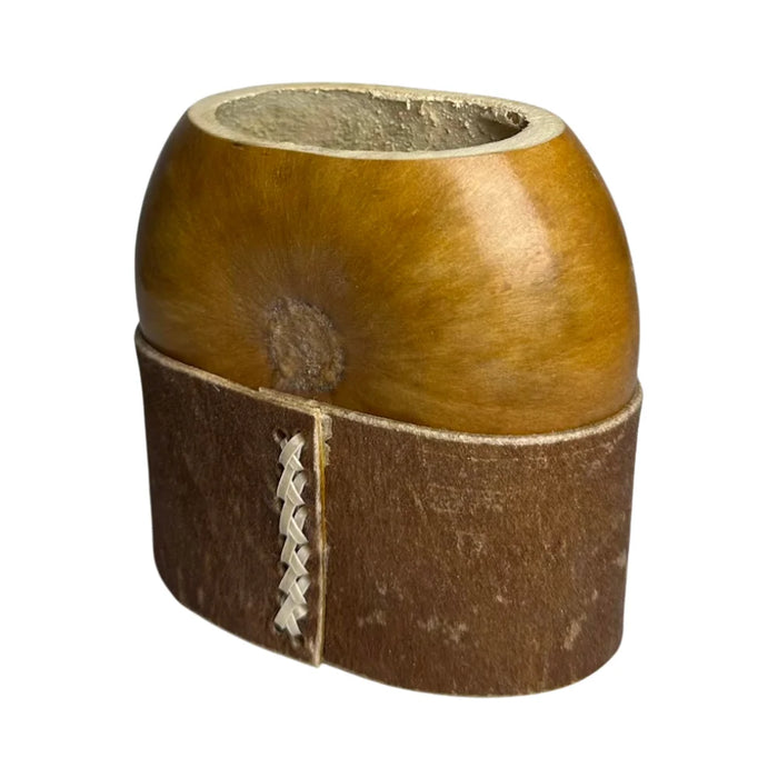 Mate Galleta Calabaza Base Cuero Con Bombilla