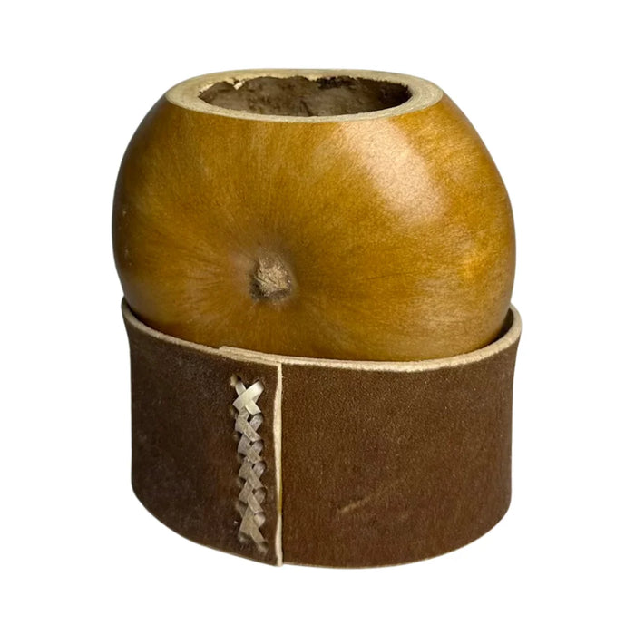 Mate Galleta Calabaza Base Cuero Con Bombilla