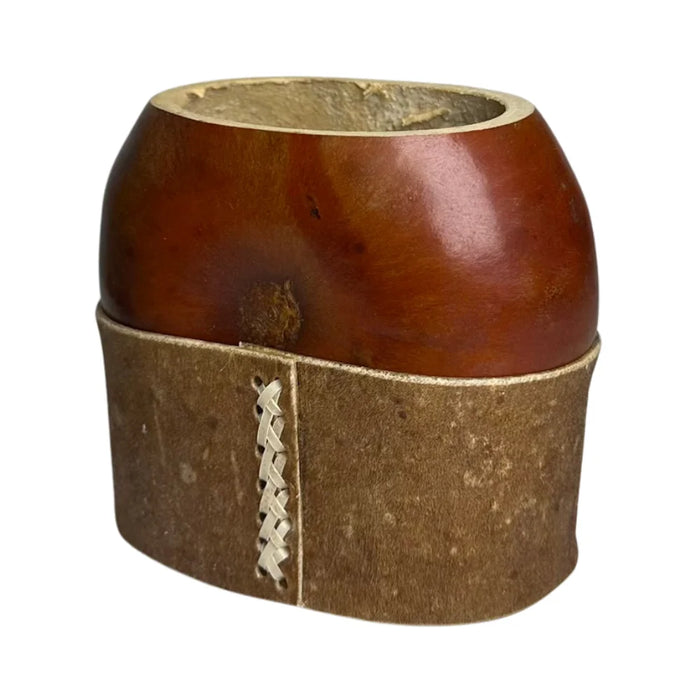 Mate Galleta Calabaza Base Cuero Con Bombilla