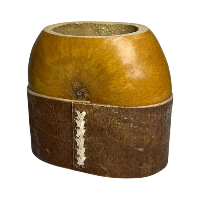 Mate Galleta Calabaza Base Cuero Con Bombilla
