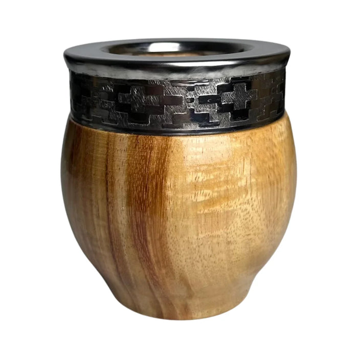 Mate Imperial De Algarrobo Con Virola De Alpaca Con Bombilla