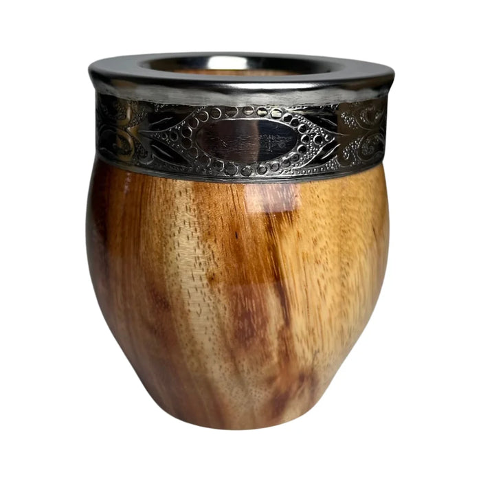 Mate Imperial De Algarrobo Con Virola De Alpaca Con Bombilla
