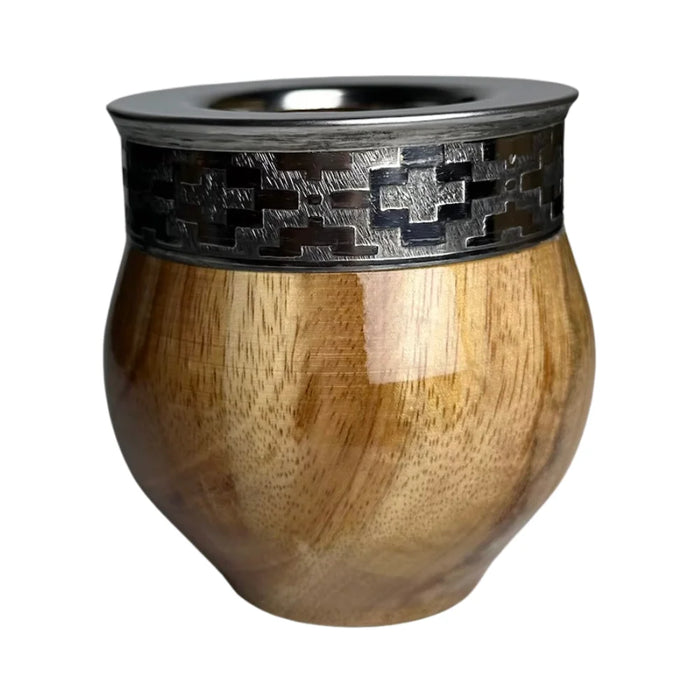 Mate Imperial De Algarrobo Con Virola De Alpaca Con Bombilla