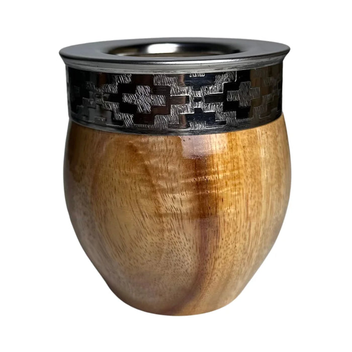 Mate Imperial De Algarrobo Con Virola De Alpaca Con Bombilla