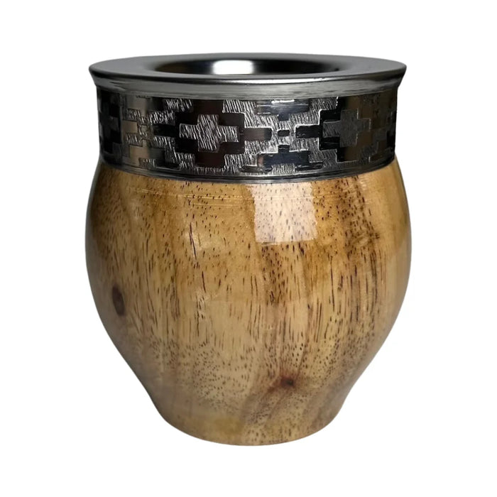 Mate Imperial De Algarrobo Con Virola De Alpaca Con Bombilla