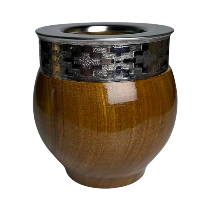 Mate Imperial De Algarrobo Con Virola De Alpaca Con Bombilla