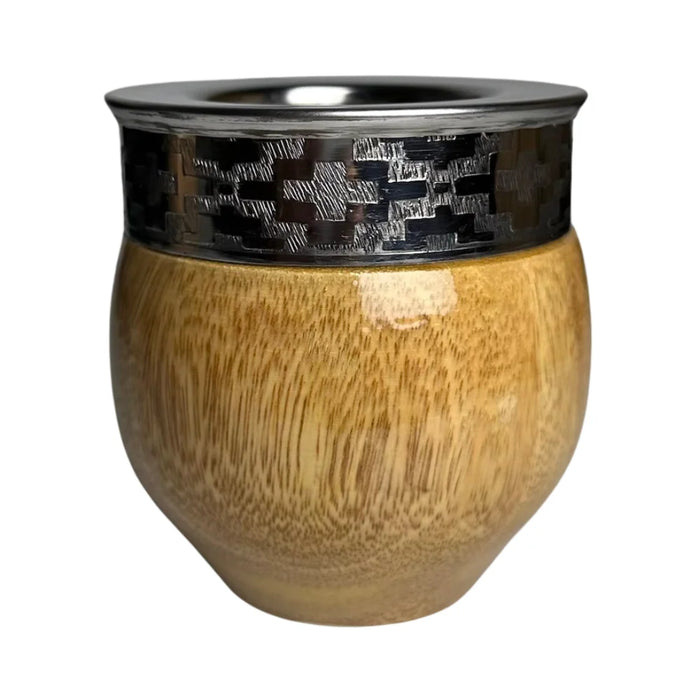 Mate Imperial De Algarrobo Con Virola De Alpaca Con Bombilla