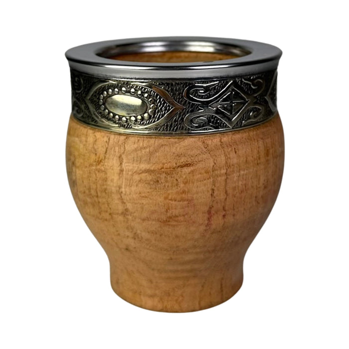 Mate Imperial De Algarrobo Con Virola De Alpaca Con Bombilla