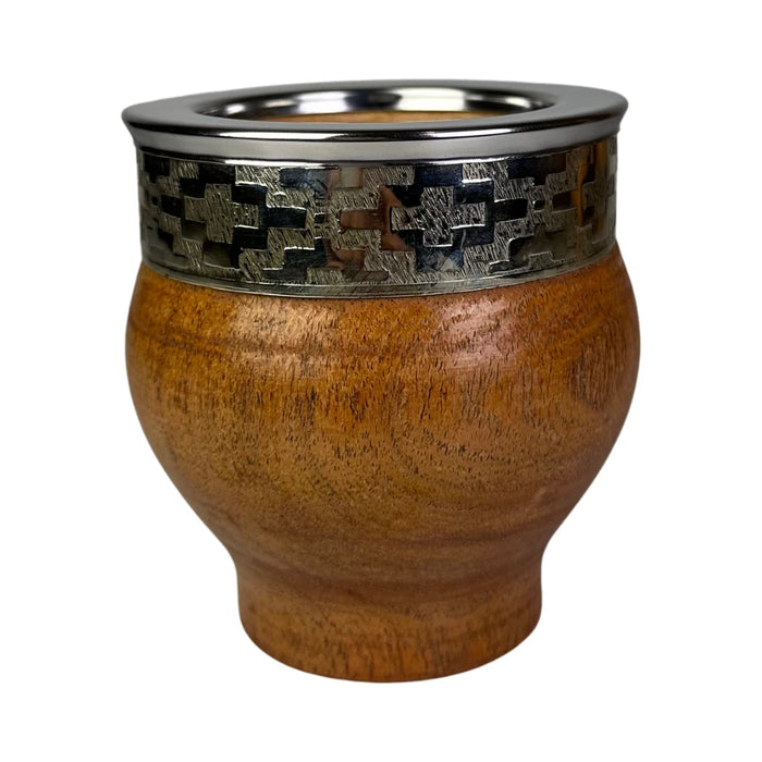 Mate Imperial De Algarrobo Con Virola De Alpaca Con Bombilla