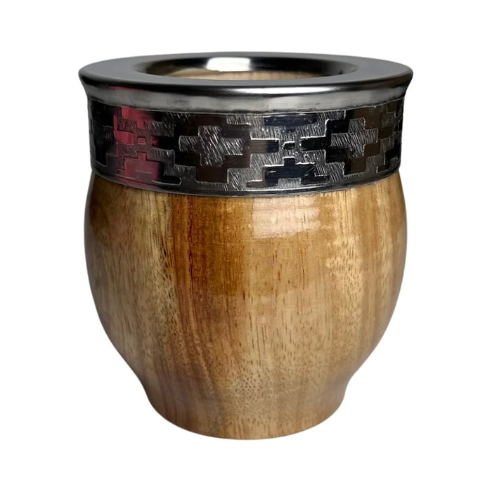 Mate Imperial De Algarrobo Con Virola De Alpaca Con Bombilla