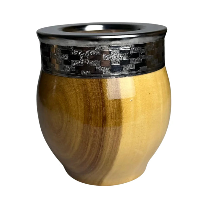 Mate Imperial De Algarrobo Con Virola De Alpaca Con Bombilla