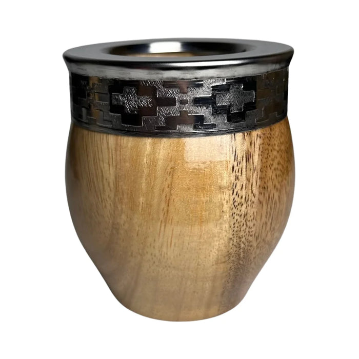 Mate Imperial De Algarrobo Con Virola De Alpaca Con Bombilla