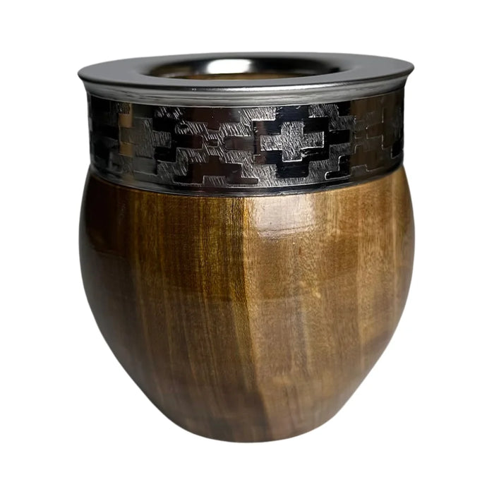 Mate Imperial De Algarrobo Con Virola De Alpaca Con Bombilla