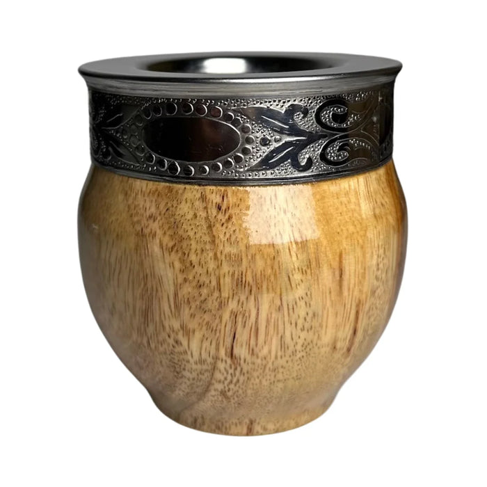 Mate Imperial De Algarrobo Con Virola De Alpaca Con Bombilla