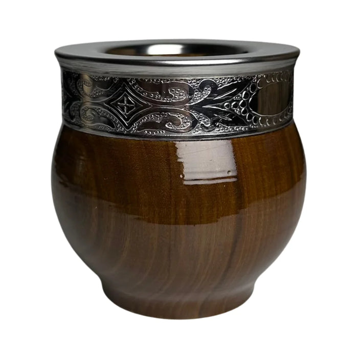 Mate Imperial De Algarrobo Con Virola De Alpaca Con Bombilla