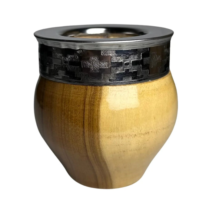 Mate Imperial De Algarrobo Con Virola De Alpaca Con Bombilla