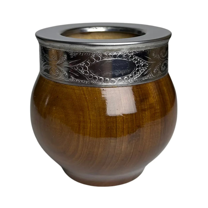 Mate Imperial De Algarrobo Con Virola De Alpaca Con Bombilla