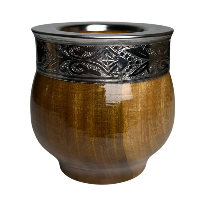 Mate Imperial De Algarrobo Con Virola De Alpaca Con Bombilla