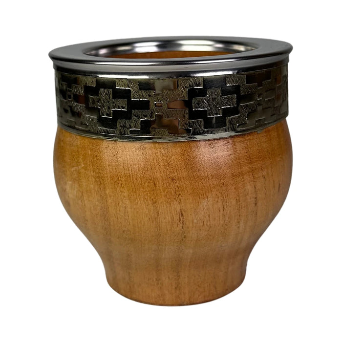 Mate Imperial De Algarrobo Con Virola De Alpaca Con Bombilla