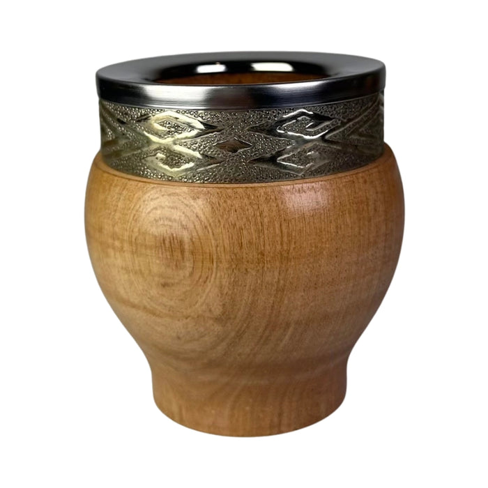 Mate Imperial De Algarrobo Con Virola De Alpaca Con Bombilla