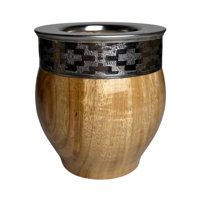 Mate Imperial De Algarrobo Con Virola De Alpaca Con Bombilla